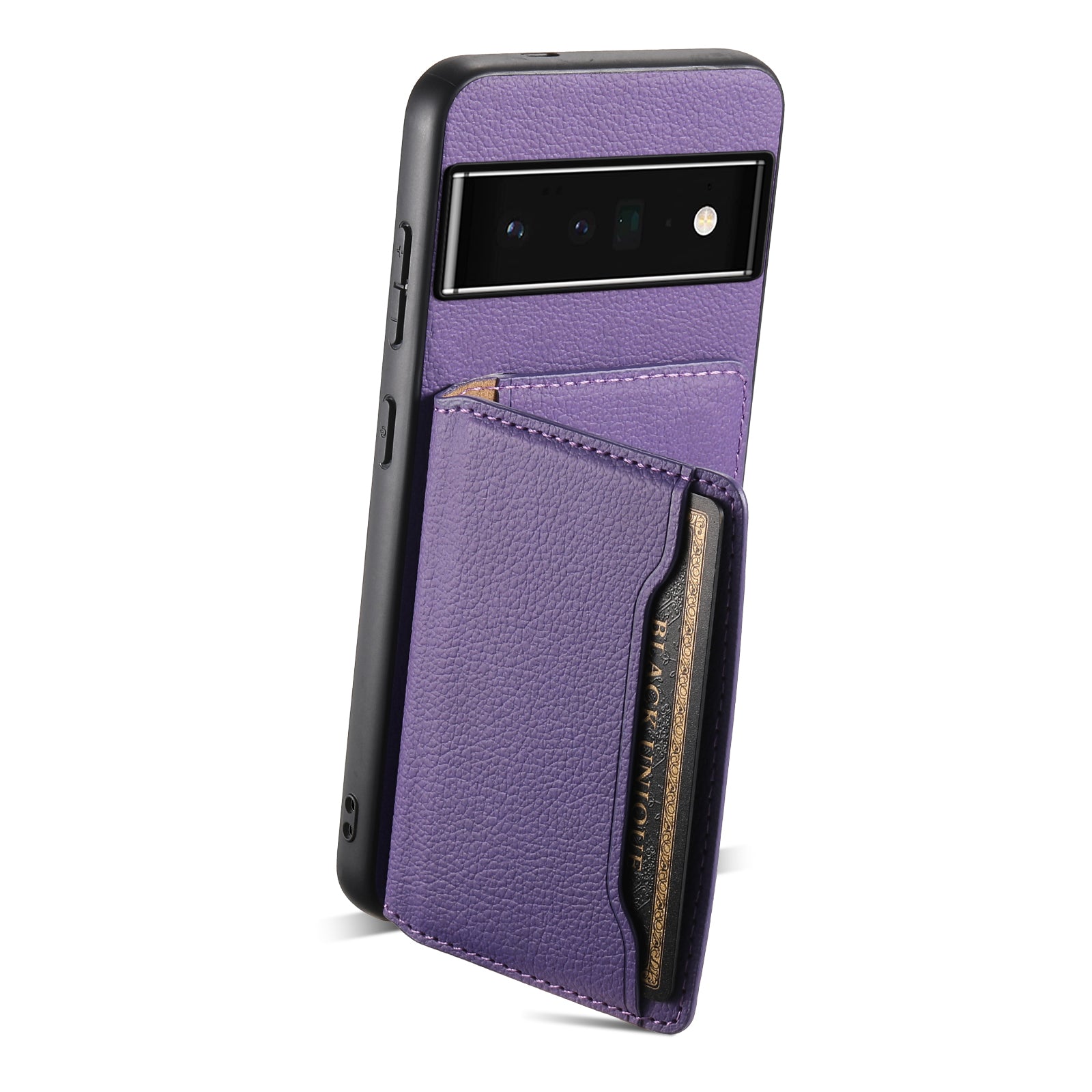 Kickstand Case for Google Pixel 6 Pro 5G Card Slots TPU+PC+PU Phone Cover Kickstand Case for Google Pixel 6 Pro 5G Card Slots TPU+PC+PU Phone Cover
